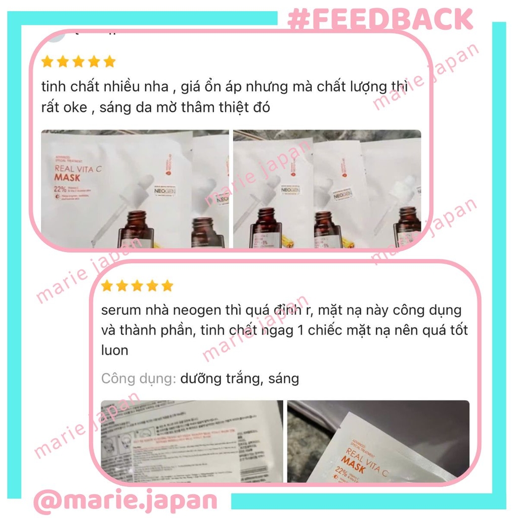 [1 MIẾNG LẺ] Mặt Nạ Serum x3 Neogen Real Vita C Mask 22% Dưỡng Trắng Mờ Thâm Hàn Quốc