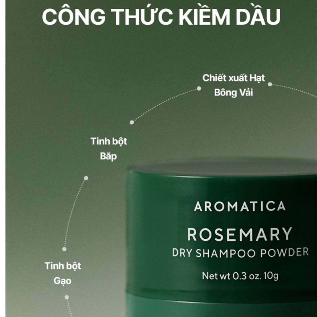 Dầu Gội Khô Aromatica Rosemary Dry Shampoo Hút Nhờn Làm Sạch Tóc Thơm Mát Hàn Quốc Hộp 10g