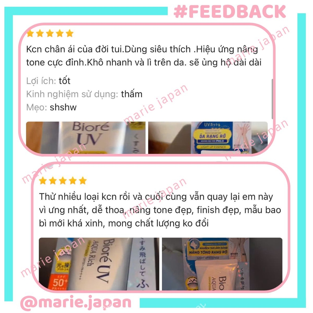 Kem Chống Nắng Nâng Tông, Cải Thiện Da Xỉn Màu Biore UV Aqua Rich Light Up Essence SPF50+ /PA++++ - Tuýp 70g