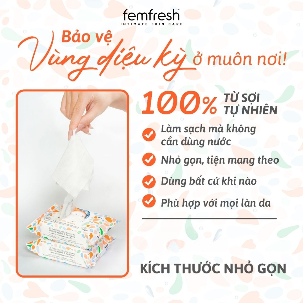 Khăn Ướt Vệ Sinh Vùng Kín Femfresh Intimate Skincare Daily Wipes Cao Cấp Hằng Ngày