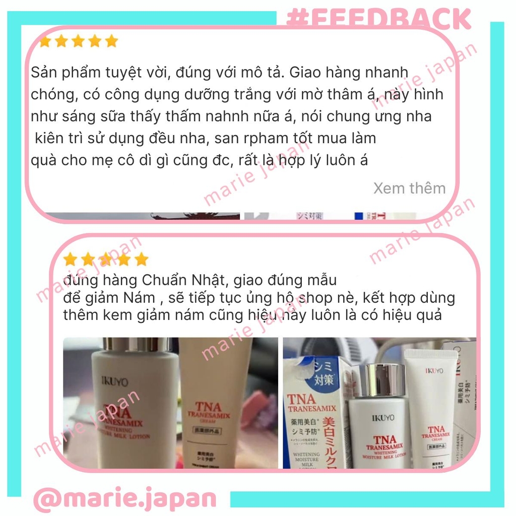 Toner TNA Tranesamix  Dưỡng Ẩm Sáng Da Mờ Thâm Nám Whitening Moisture Milk Lotion Nhật Bản Chai 150ml