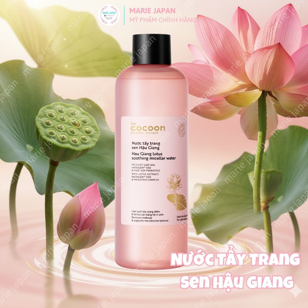Combo Cocoon 2 Món 1 Nước Tẩy Trang Sen Hậu Giang 500ml + 1 Toner Sen Hậu Giang 310ml