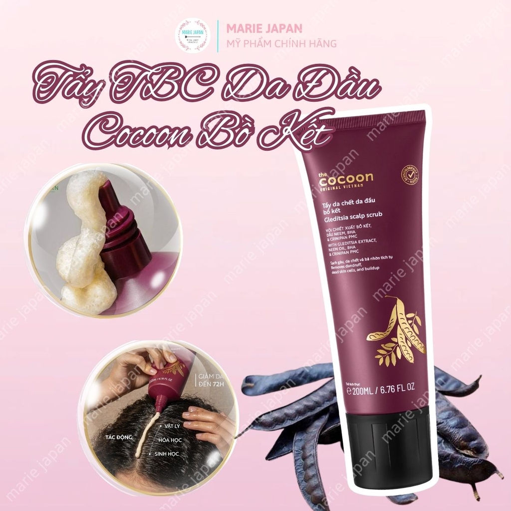 Tẩy Tế Bào Chết Da Đầu Cocoon Bồ Kết Sạch Sâu Giảm Gàu Bã Nhờn  Gleditsia Scalp Scrub Tuýp 200ml