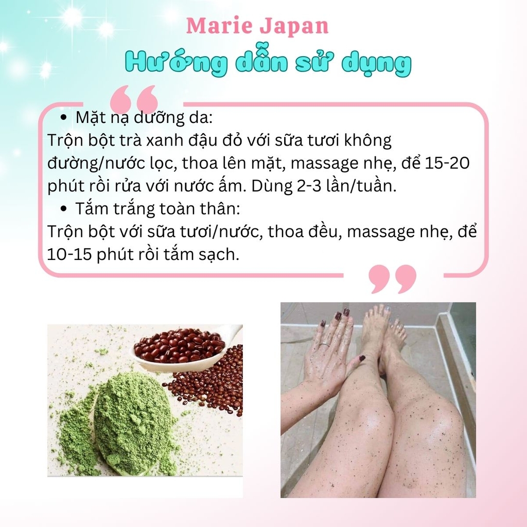 Bột Trà Xanh Đậu Đỏ OBAXUA – Dưỡng Trắng, Làm Sạch, Cấp Ẩm Cho Da: