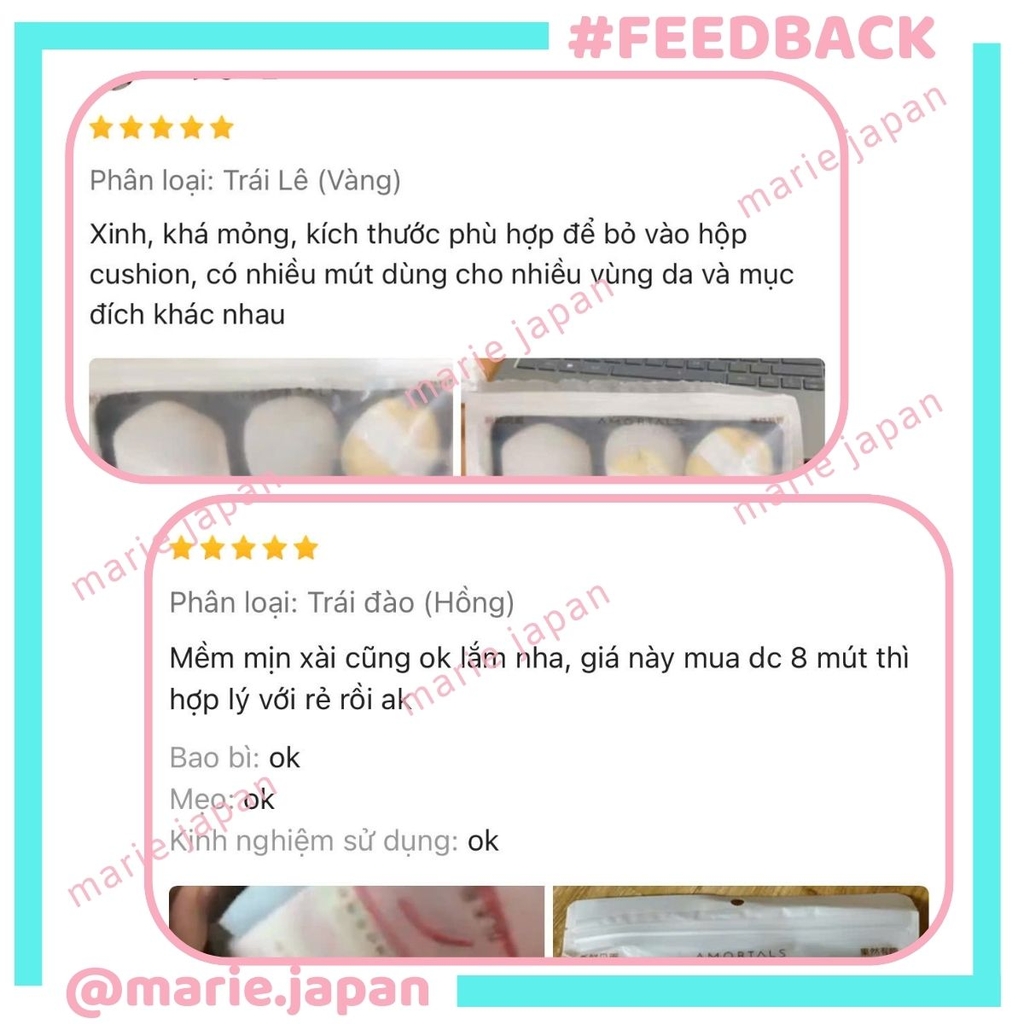 Set 8 Bông Mút Amortals Farmer Tự Xé Tán Nền Che Khuyết Điểm Đàn Hồi Siêu Mềm Mịn Cao Cấp