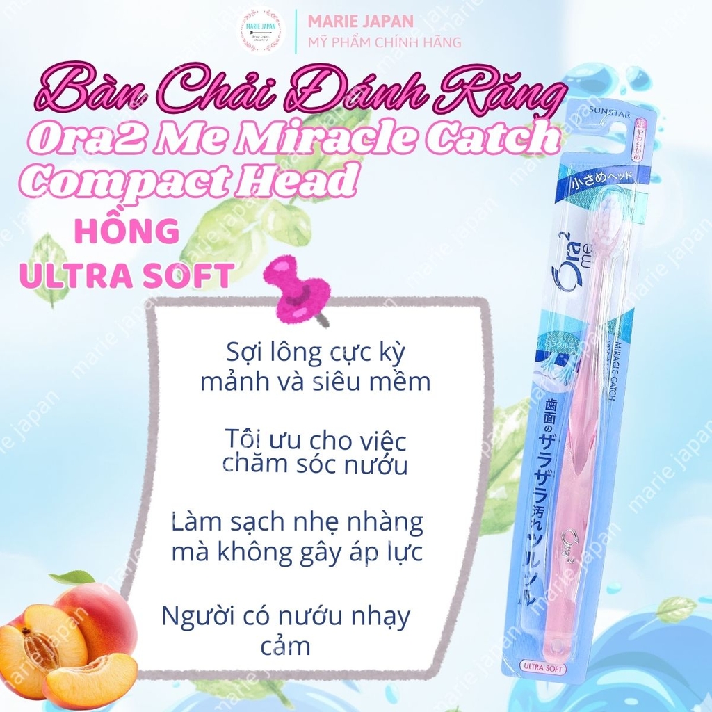 Bàn Chải Đánh Răng Ora2 Me Sợi Mảnh Mềm Mại Bảo Vệ Răng Nướu Cao Cấp Miracle Catch Compact Head Nhật Bản