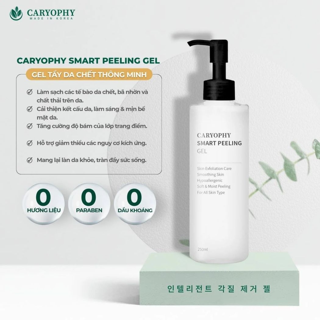 Gel Tẩy Da Chết Caryophy Smart Peeling Gel Sạch Sâu Giảm Mụn Sáng Mịn Hàn Quốc 250ml