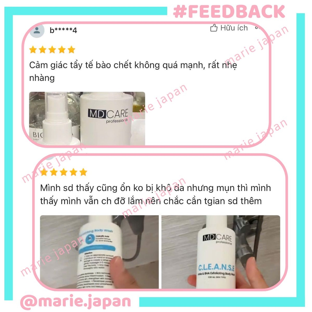 Sữa Tắm MD CARE AHAs & BHA Giảm Mụn Tẩy Tế Bào Chết Sạch Da Exfoliating Body Wash 200ml