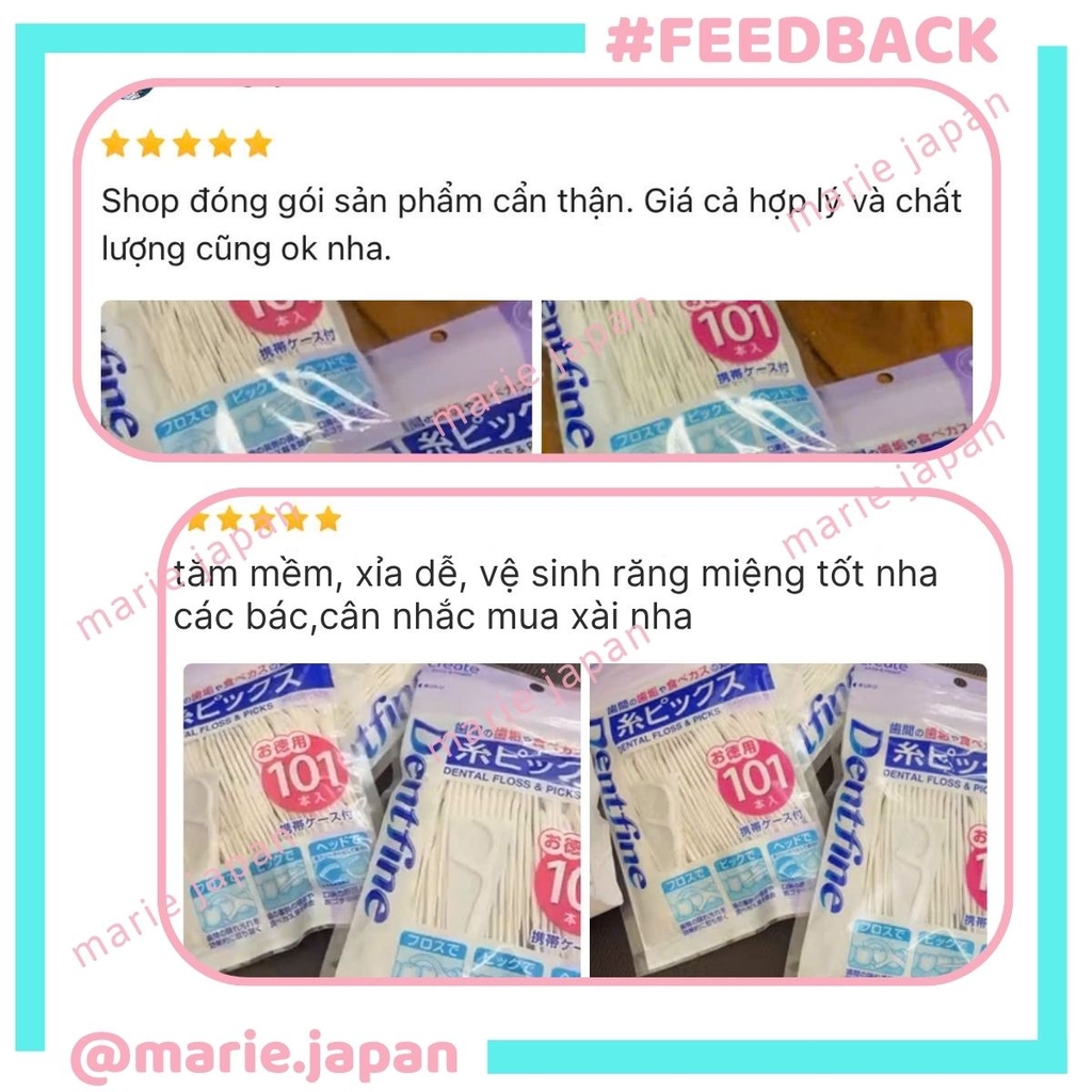 Tăm Chỉ Create Dental Floss & Picks Sạch Kẽ Răng Nhẹ Nhàng An Toàn Nhật Bản Túi 101 Cây