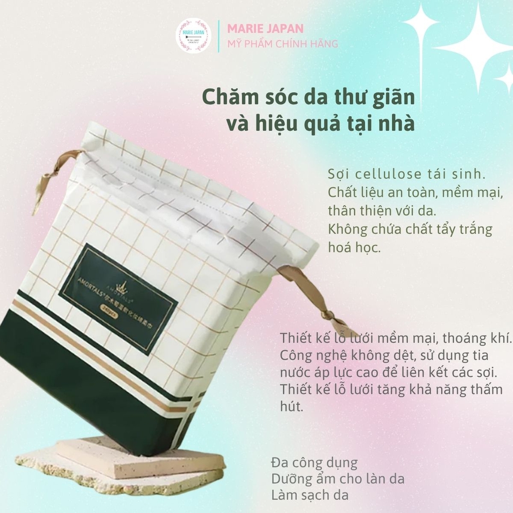 Bông Tẩy Trang Amortals Mềm Mịn Không Xơ Bông Thấm Hút Tốt An Toàn Cho Da Túi 240 Miếng