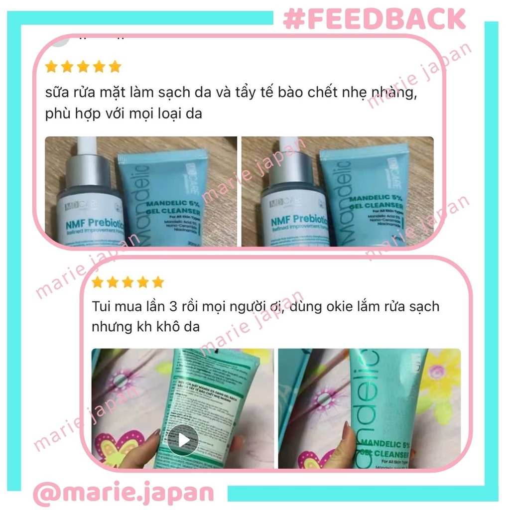 Sữa Rửa Mặt MD Care Mandelic 5% Gel Cleanser Sạch Sâu Giảm Mụn Dưỡng Sáng Da