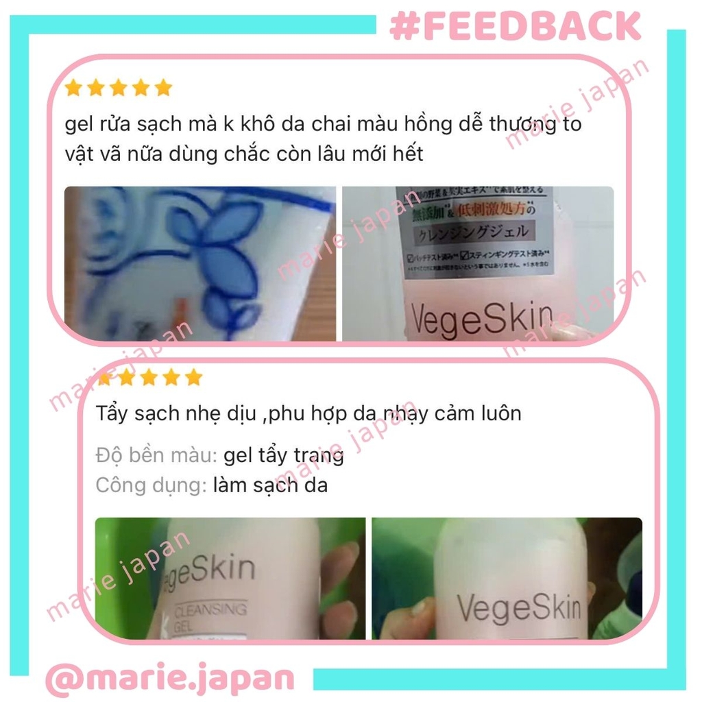 Gel Tẩy Trang VegeSkin Rau Củ Cleansing Gel Sạch Dịu Nhẹ Dưỡng Ẩm Mềm Mịn Cho Da Nhật Bản Chai 500g