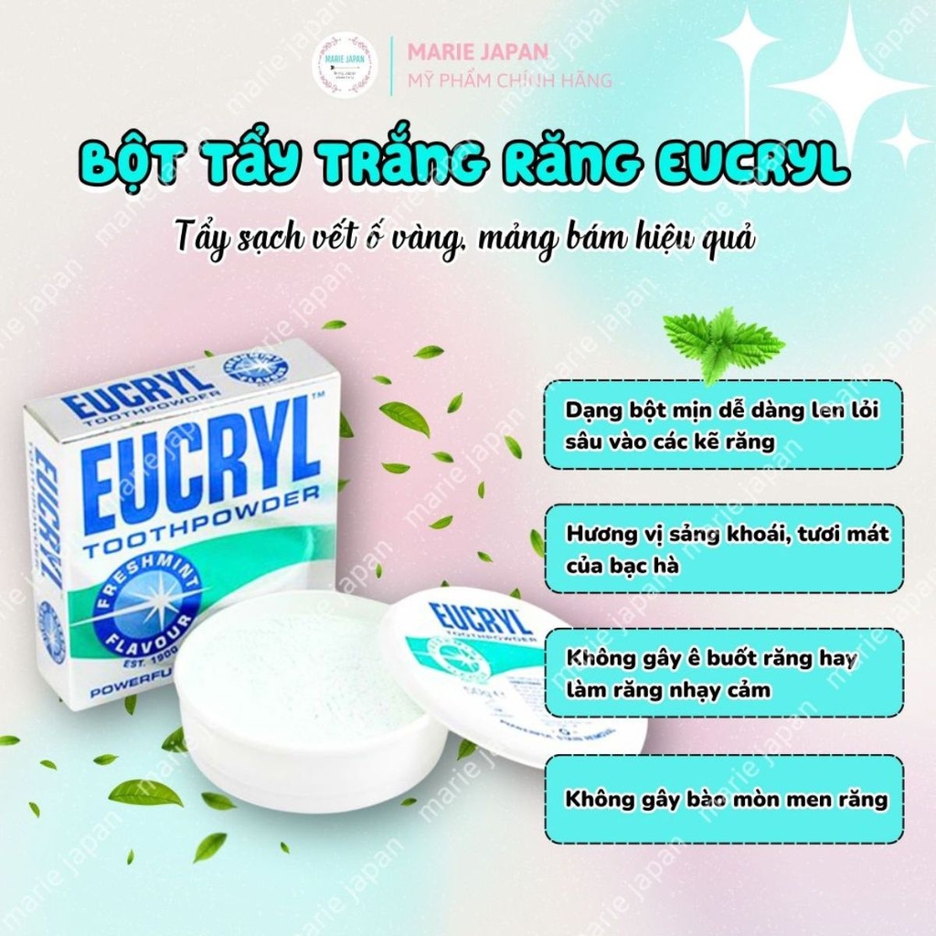 Combo 2 Món 1 Bột Tẩy Trắng Răng Eucryl 50g + 1 Nước Súc Miệng Propolinse Cam 600ml