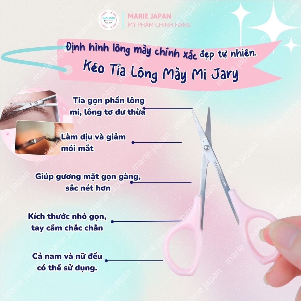 Kéo Tỉa Mày Cắt Lông Mi Jary Eyebrow Scissors Dễ Dàng Tỉa Gọn Tạo Dáng Lưỡi Sắc Bền An Toàn