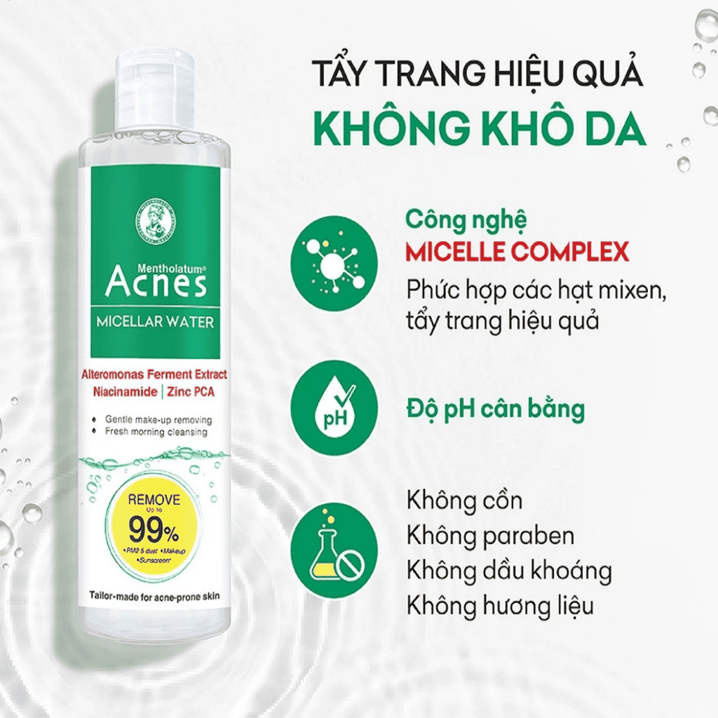 Nước Tẩy Trang Acnes Micellar Water Sạch Sâu Dịu Nhẹ Giảm Mụn 200ml