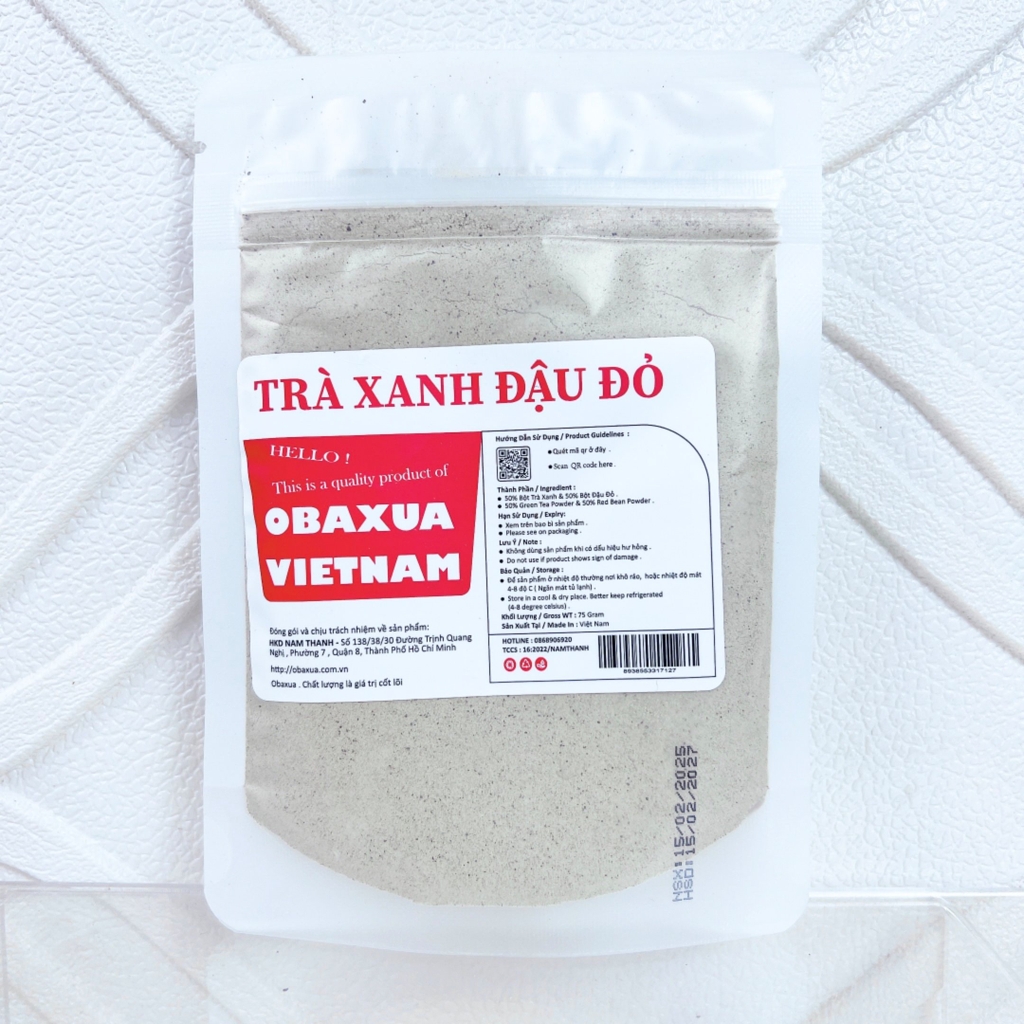 Bột Trà Xanh Đậu Đỏ OBAXUA – Dưỡng Trắng, Làm Sạch, Cấp Ẩm Cho Da: