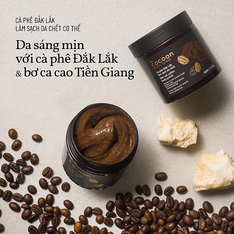 Tẩy Da Chết Body Cocoon Cà Phê Đắk Lắk Làm Sạch Sáng Da Coffee Body Polish