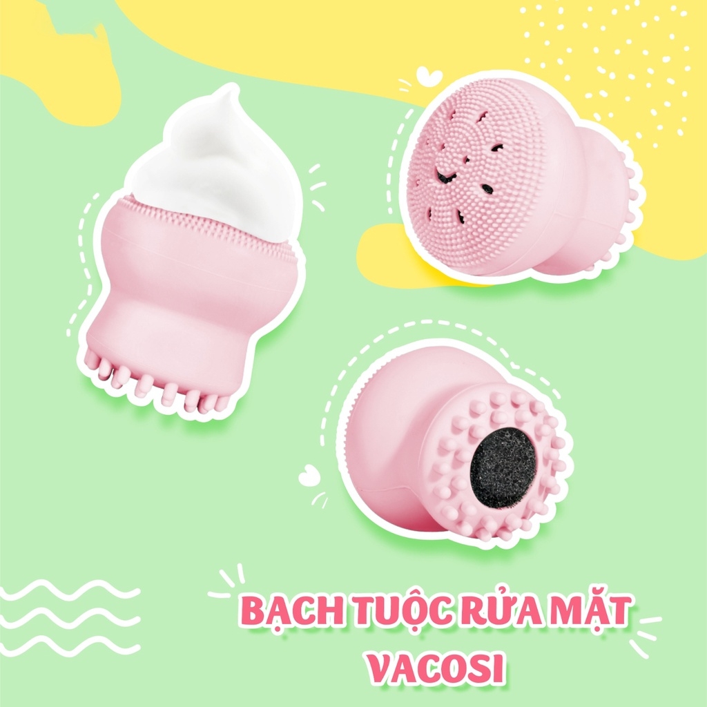 Mút Rửa Mặt Bạch Tuộc Vacosi Silicone Mềm Mại Tạo Bọt Dễ Dàng Giúp Da Sạch Sâu Hàn Quốc - GIAO MÀU NGẪU NHIÊN