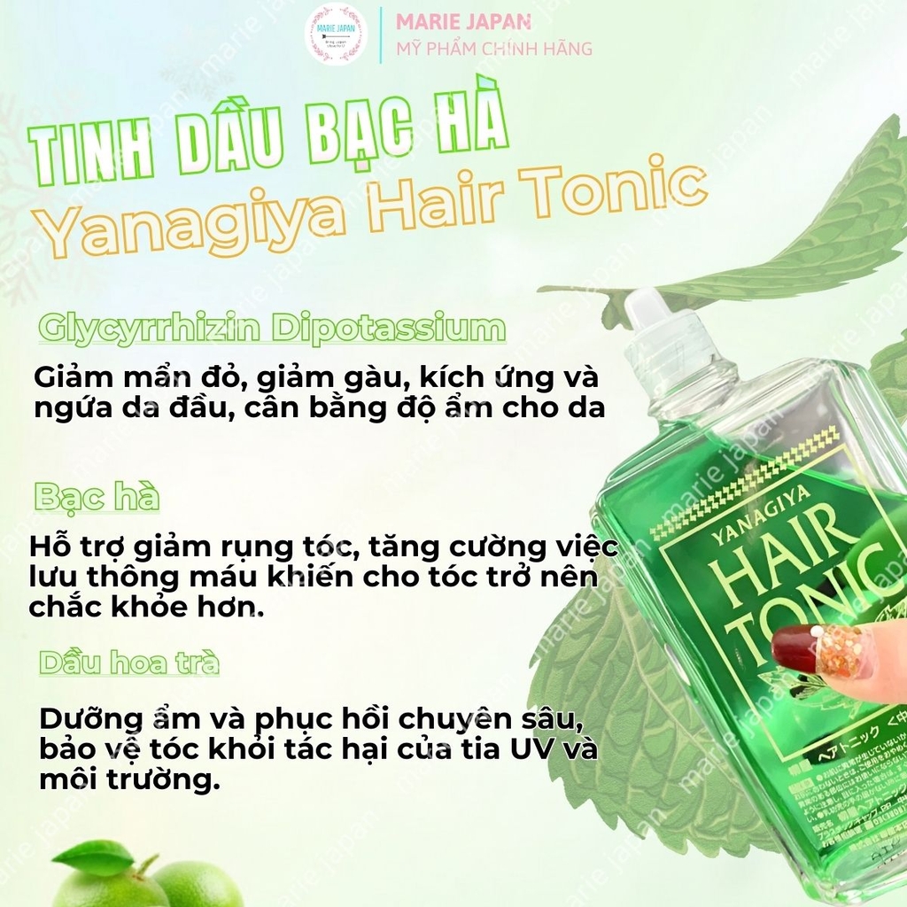 Tinh Dầu Dưỡng Tóc Yanagiya Hair Tonic Giảm Gãy Rụng Kích Thích Mọc Tóc Chắc Khỏe Mềm Mượt Nhật Bản Chai 240ml
