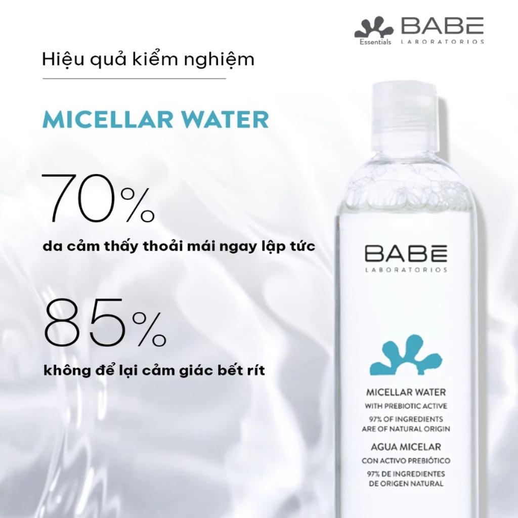 Nước Tẩy Trang BABE Essentials Prebiotic Micellar Water Làm Sạch Sâu Dịu Nhẹ Phù Hợp Mọi Loại Da 250ml