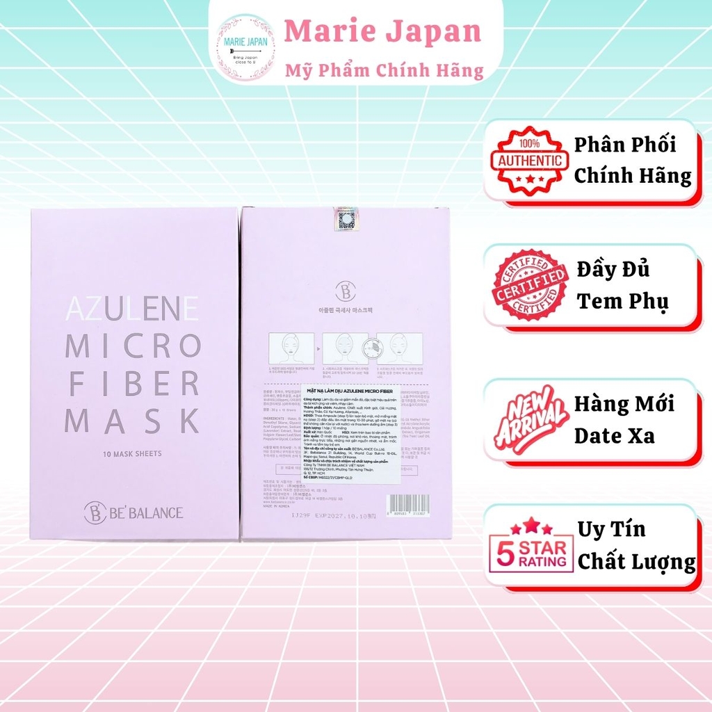 Mặt Nạ Vải Vi Sợi Be’Balance Micro Fiber Cấp Ẩm Làm Dịu Da Phục Hồi Tổn Thương Hàn Quốc FULL Hộp 10 Miếng