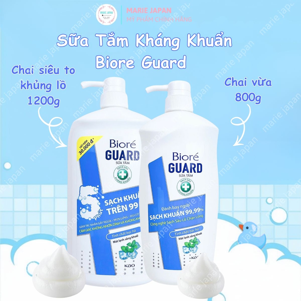 Sữa Tắm Biore Guard Sạch Sâu Kháng Khuẩn Mát Lạnh Ẩm Mịn Da Nhật Bản