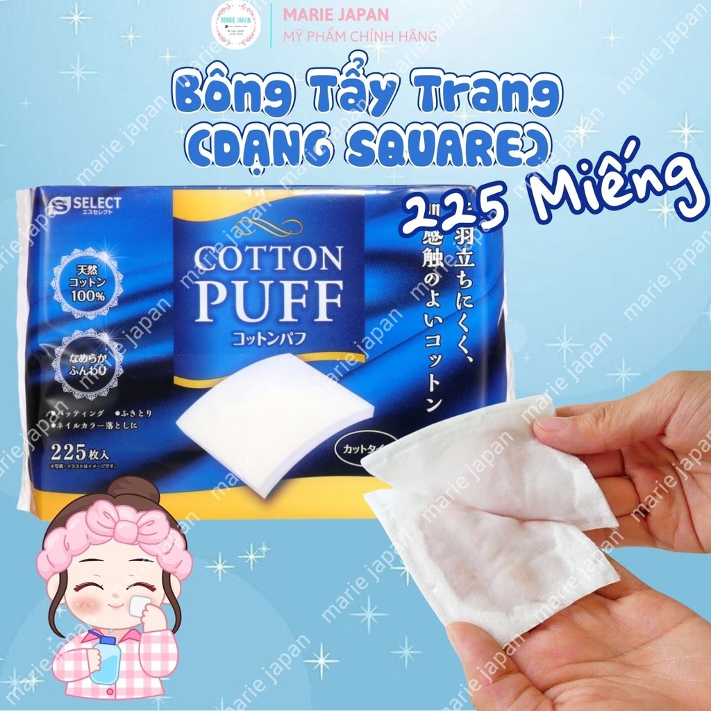 Bông Tẩy Trang S Select Cotton Puff Siêu Mềm Min Bông Tự Nhiên An Toàn Cho Da