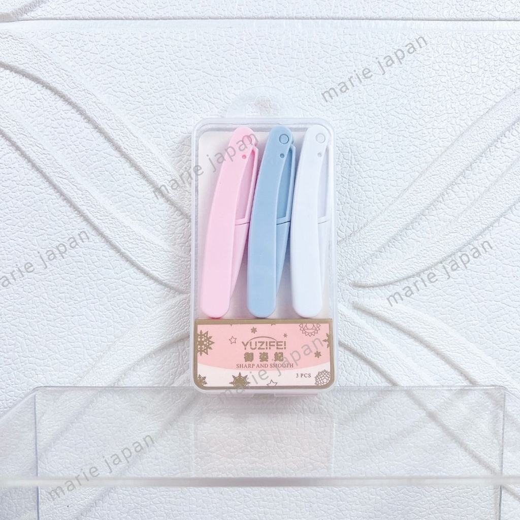 Set 3 Dao Cạo Chân Mày Gập Gọn Folding Eyebrow Knife An Toàn Tiện Lợi Dễ Dàng Sử Dụng