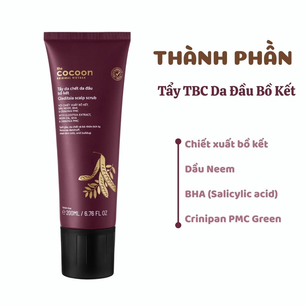 Combo 2 Món Cocoon 1 Xịt Dưỡng Tóc Bồ Kết 140ml + 1 Tẩy TBC Da Đầu Bồ Kết 200ml