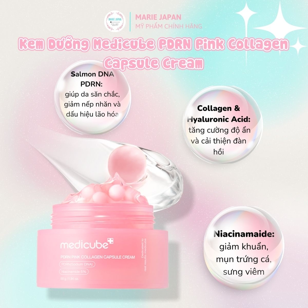 Kem Dưỡng Dạng Viên Nang Medicube Deep Pink Capsule Cream Dưỡng Sáng Mờ Thâm Phục Hồi Da Hộp 55g