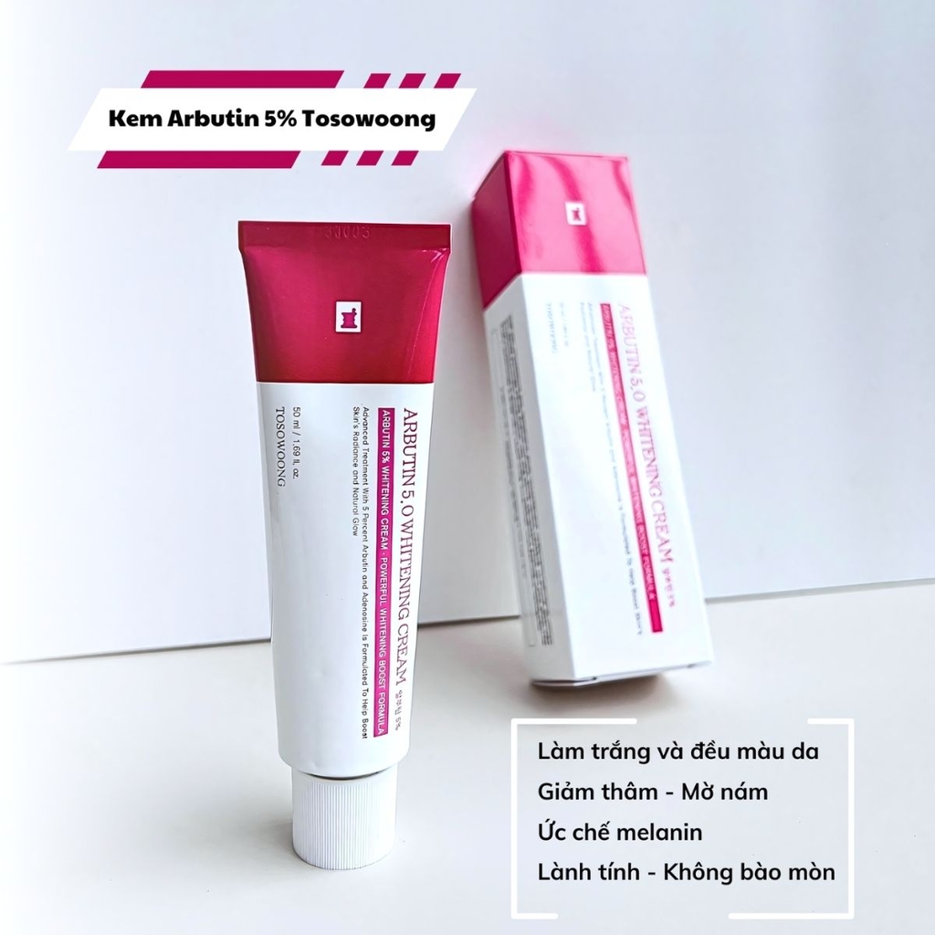 Kem Dưỡng Arbutin 5% Tosowoong Cấp Ẩm Trắng Da Mờ Thâm Nám Hàn Quốc 50ml