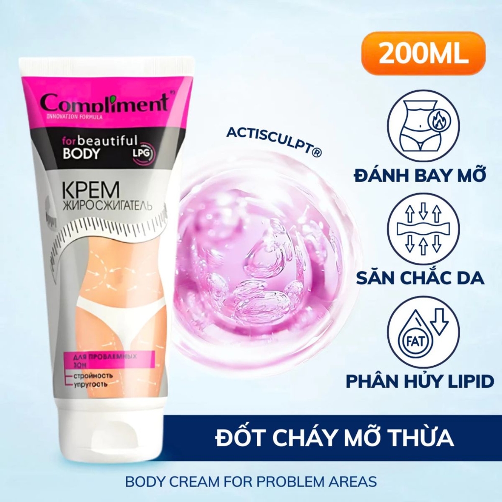 Kem Tan Mỡ Nóng Lạnh Compliment Giảm Mỡ Bụng Săn Chắc Da Thon Gọn Body Nga 200ml