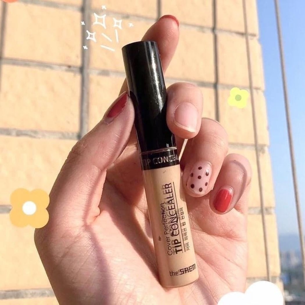 Kem Che Khuyết Điểm The Saem Che Phủ Tốt Mỏng Nhẹ Cover Perfection Tip Concealer SPF28 PA++ Hàn Quốc 6.5g