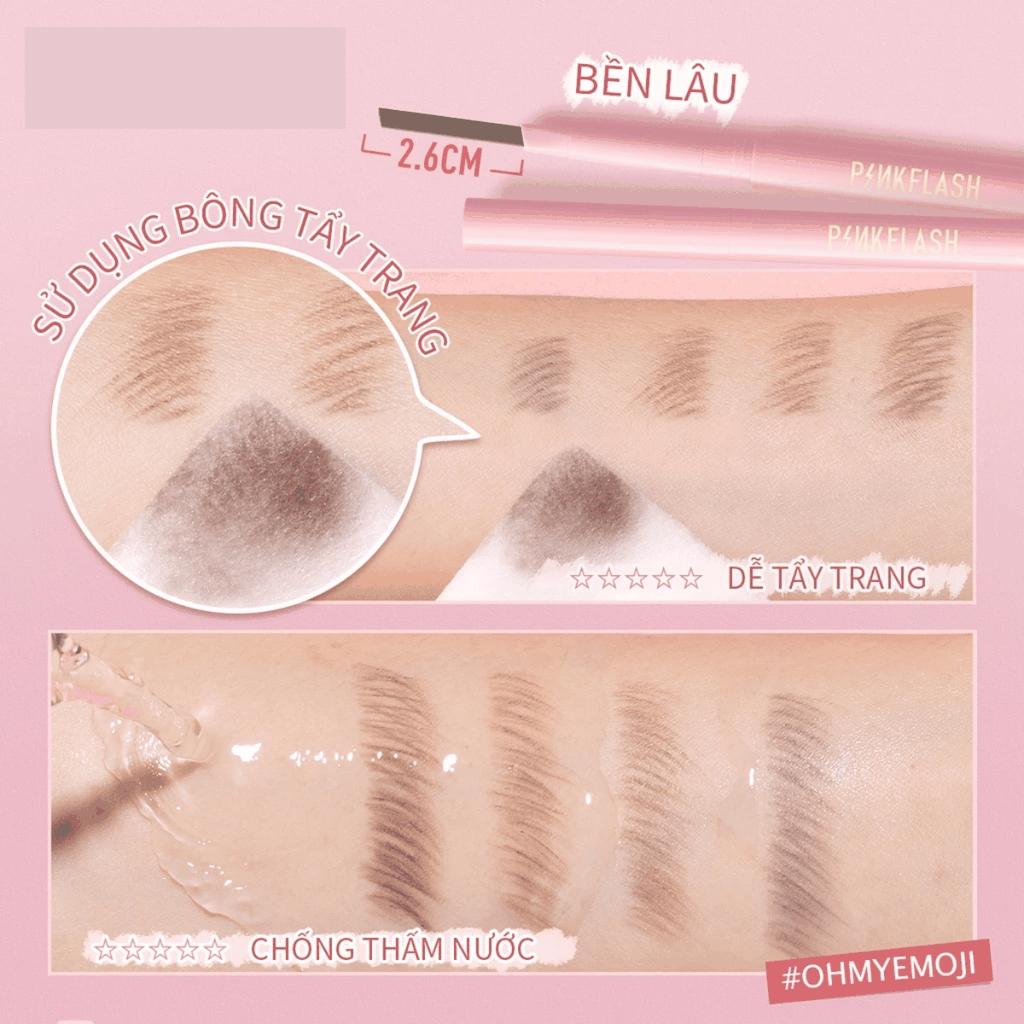 Chì kẻ mày Pinkflash Siêu Bền Màu, Chống Thấm Nước  Waterproof Auto Eyebrow Pencil E09