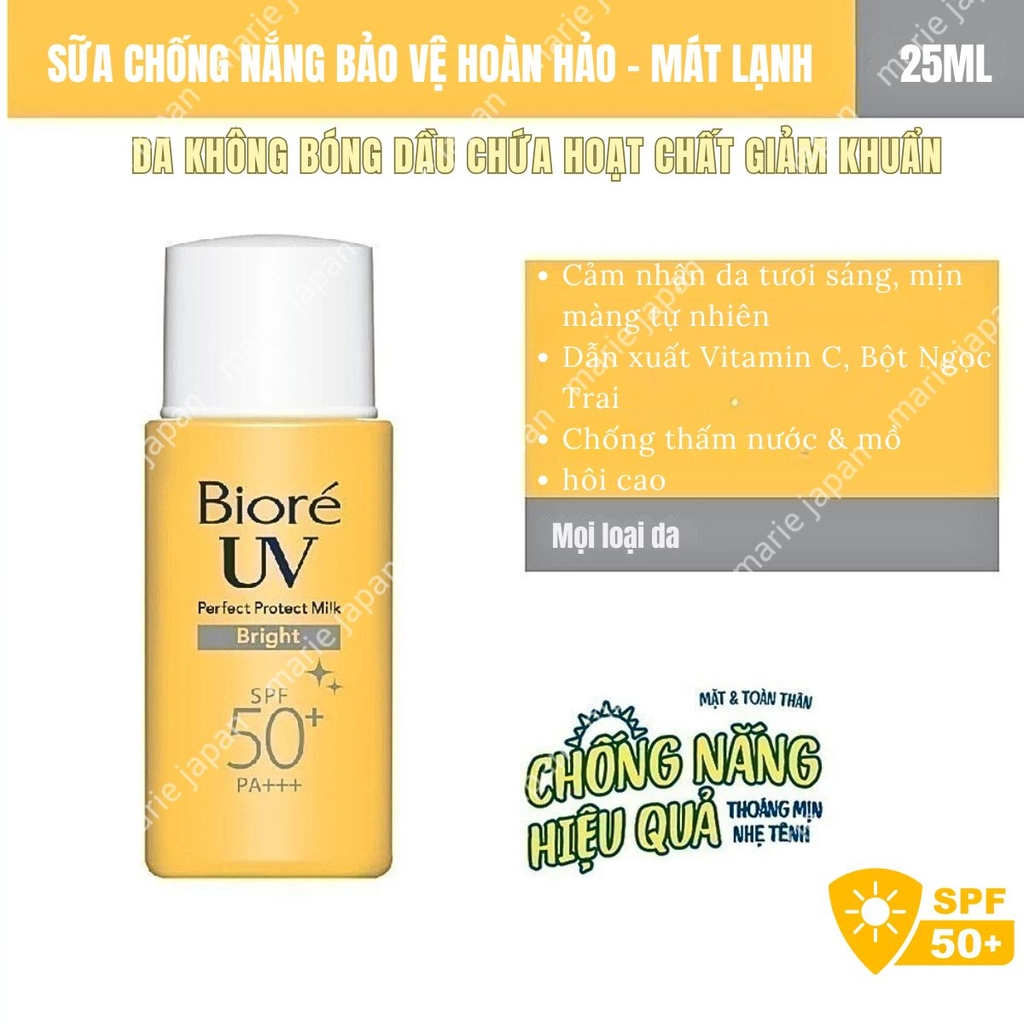 Kem Chống Nắng Biore UV Dạng Sữa Sáng Mịn Da Perfect Protect Milk/ Smooth Velvet UV Nhật Bản