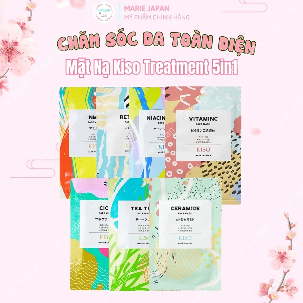 Mặt Nạ Kiso Treatment 5in1 Dưỡng Ẩm Sáng Da Mờ Thâm Căng Mịn Nhật Bản 1 Miếng Lẻ