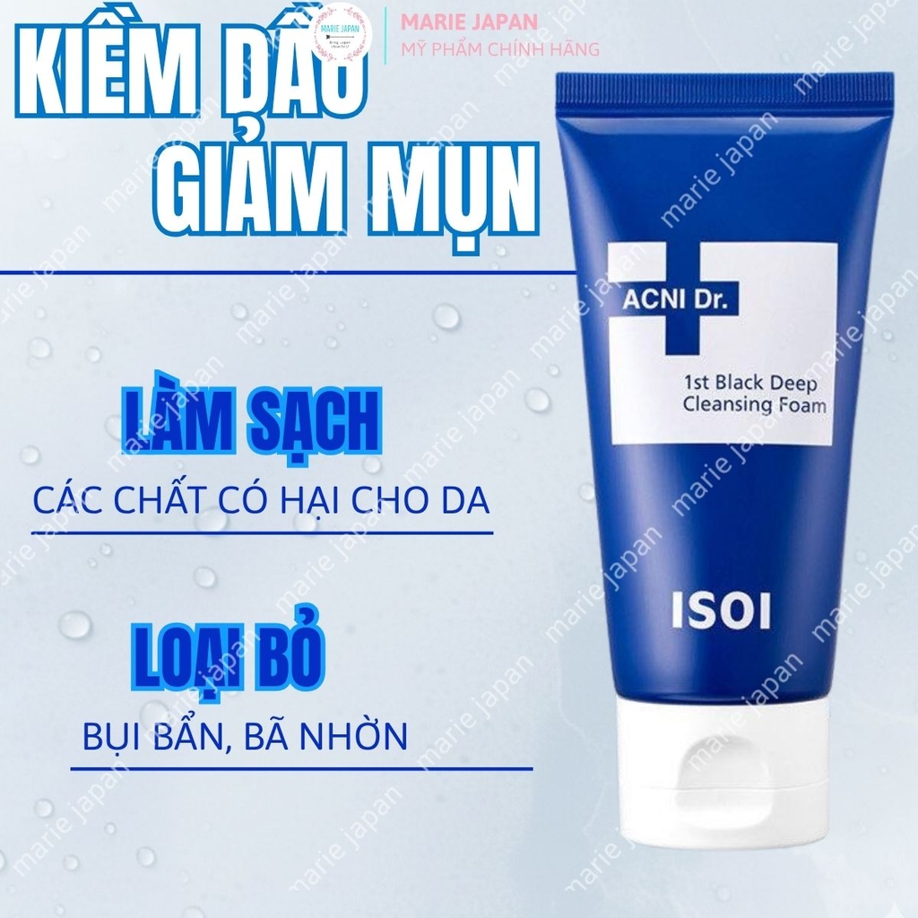 Sữa Rửa Mặt ISOI Than Hoạt Tính Sạch Sâu Giảm Dầu Nhờn Hiệu Quả ACNI Dr. 1st Black Deep Cleansing Foam Hàn Quốc 75ml