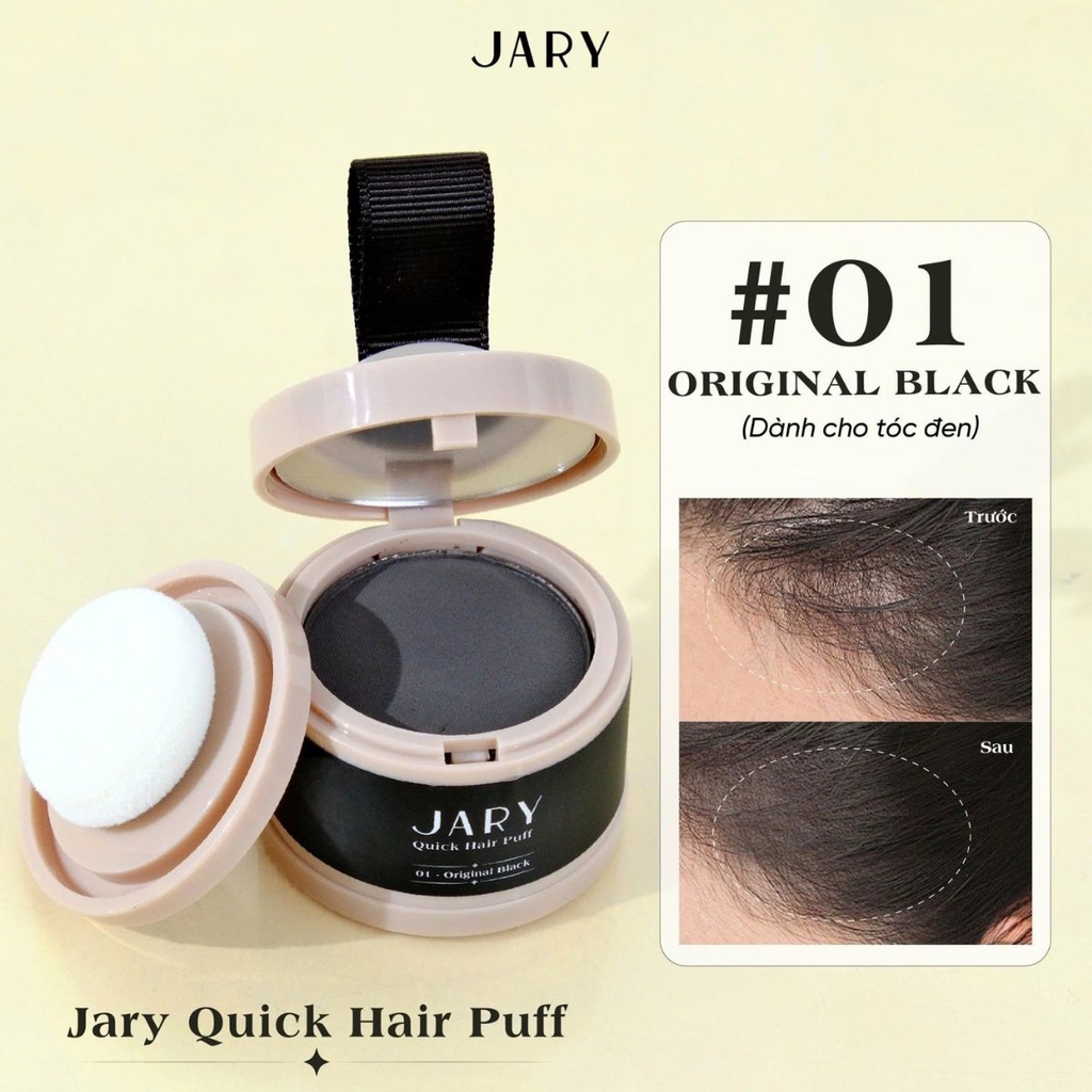 Phấn Chấm Hói Tóc Jary Che Phủ Nhanh Chong Tóc Dày Chuẩn Màu Tự Nhiên Lâu Trôi Quick Hair Puff 4G