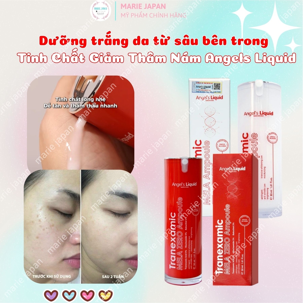 Siêu Tinh chất Angel's Liquid Tranexamic Dưỡng Trắng Mờ Nám Chuyên Biệt Hiệu Quả Mela Ampoule 30ml