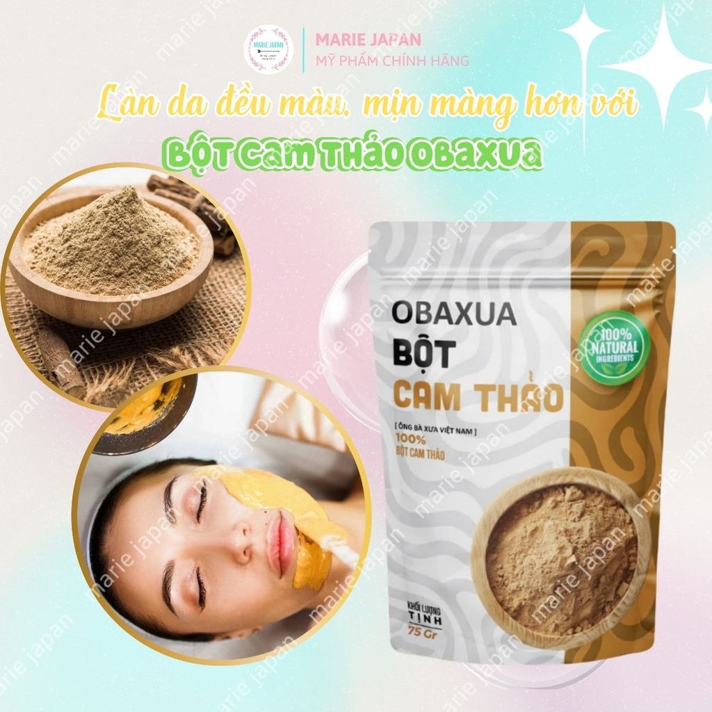 Bột Cam Thảo Obaxua Trắng Da Giảm Mụn Mờ Thâm Gói 75g