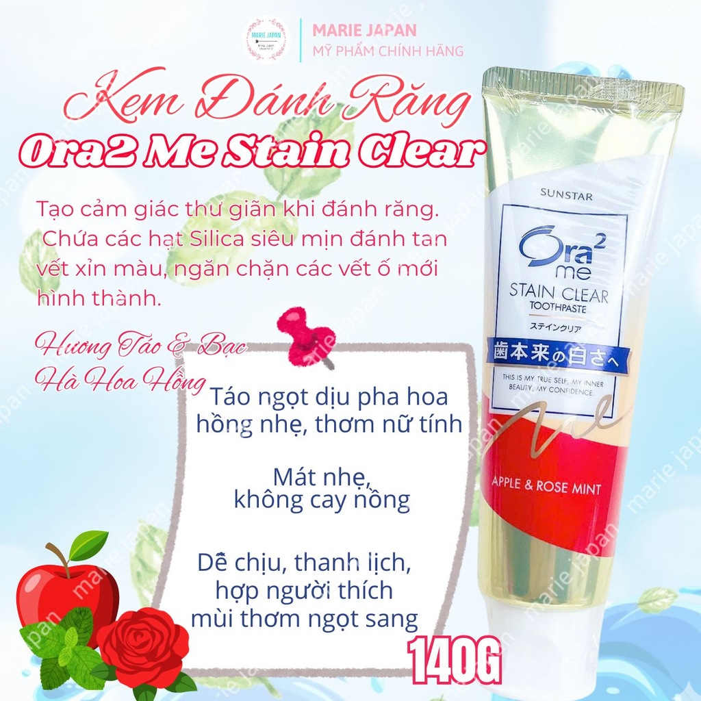 Kem Đánh Răng Ora2 Me Stain Clear Hỗ Trợ Làm Sạch & Chăm Sóc Răng Miệng Nhật Bản
