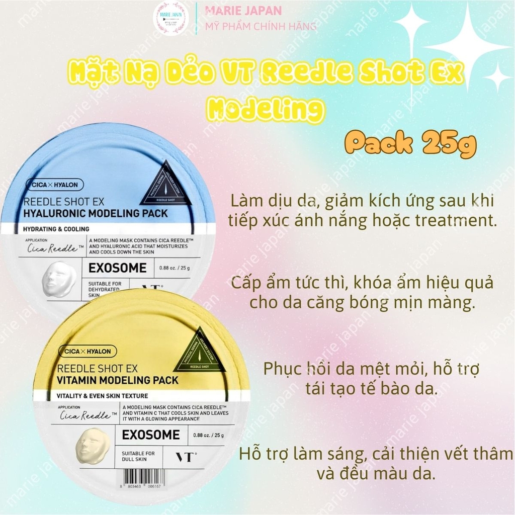 Mặt Nạ Dẻo VT Reedle Shot Ex Modeling Pack Cấp Ẩm Làm Dịu Sáng Da Hàn Quốc Gói 25g