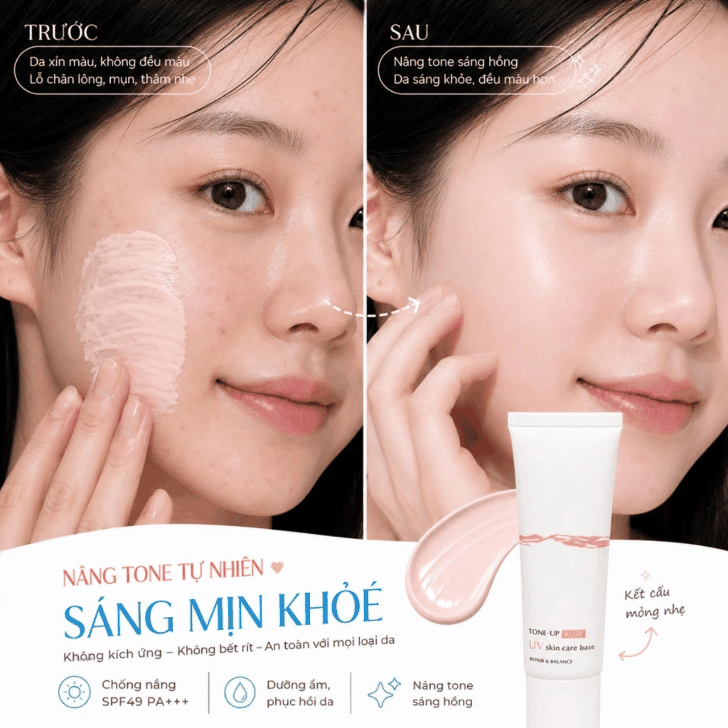Kem Chống Nắng Meishoku Nâng Tông Sáng Mịn Cho Da Dầu Mụn Nhạy Cảm Cica Skin Care UV Repair & Balance Nhật Bản 40g