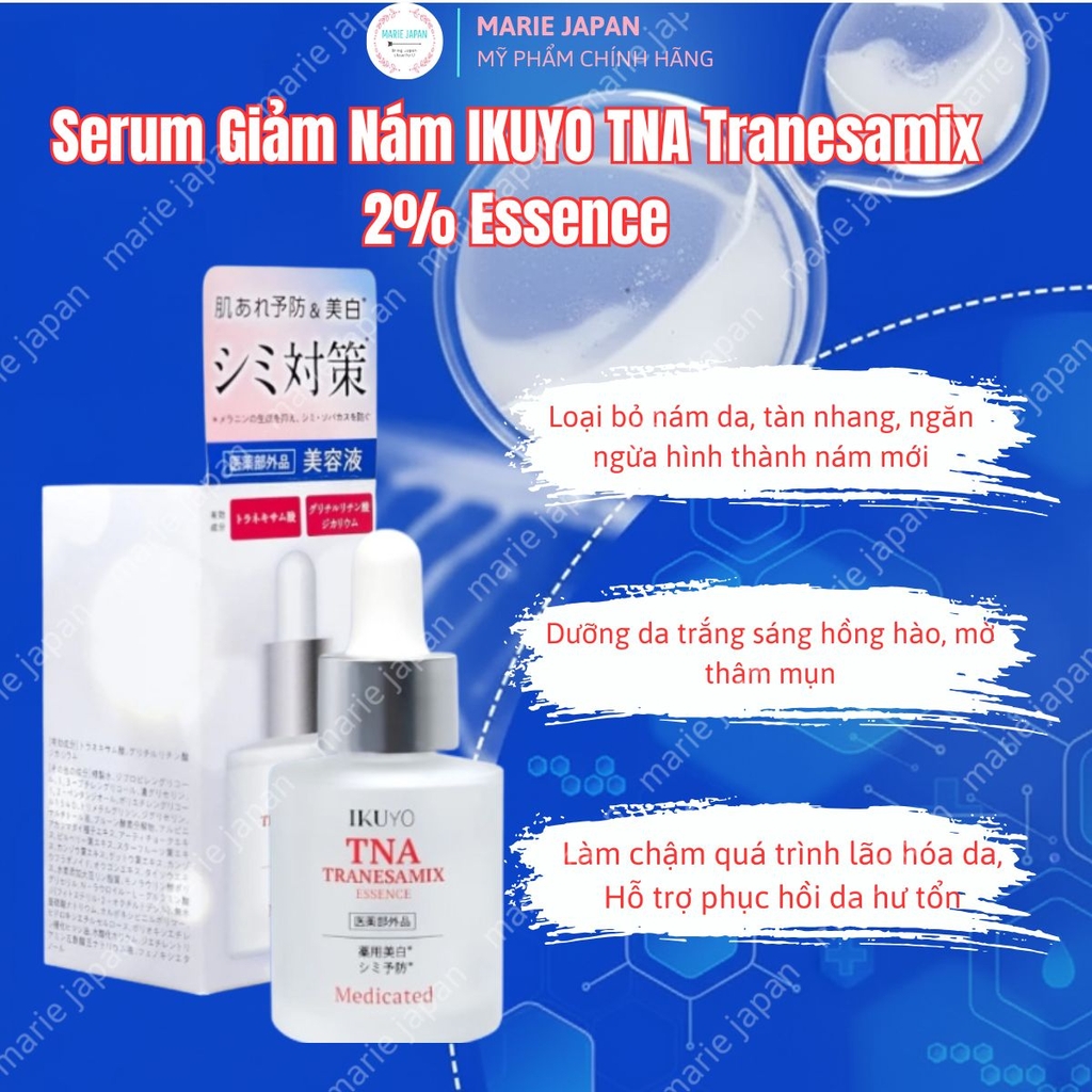 Serum Giảm Nám IKUYO TNA Tranesamix 2% Essence Mờ Thâm Nám Tàn Nhang Dưỡng Trắng Sáng Nhật Bản Chai 30ml