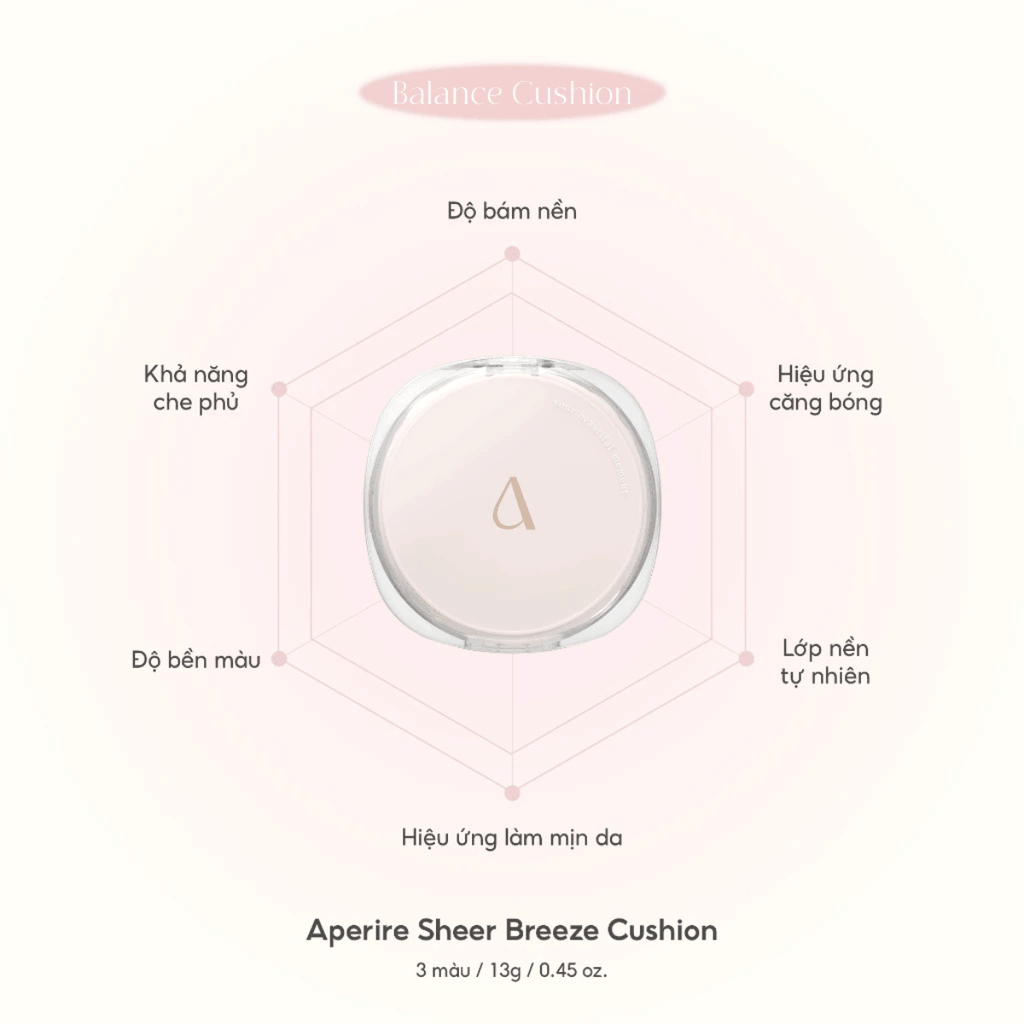 Cushion Aperire Chống Nắng Che Phủ Tốt Da Căng Bóng Mịn Lì Mỏng Nhẹ Sheer Breeze Hàn Quốc 13g