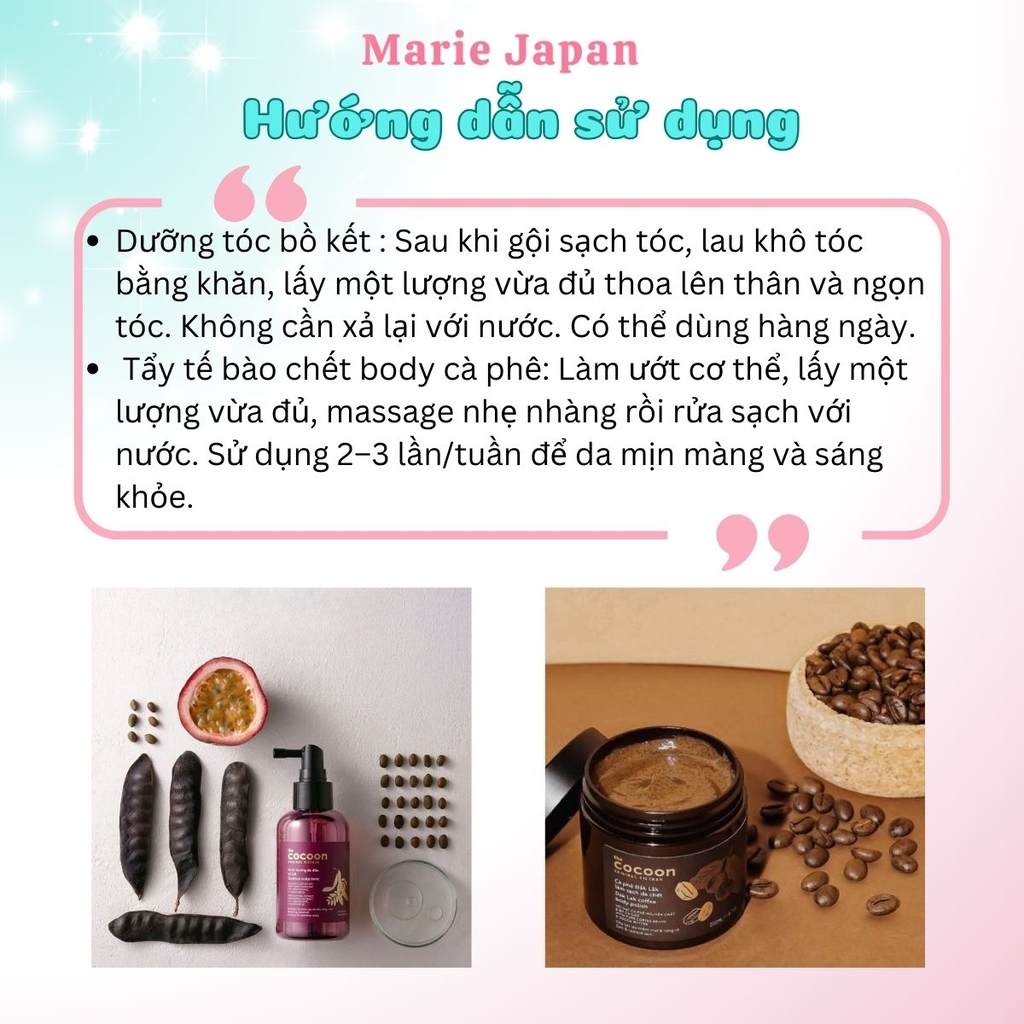 Combo Cocoon Dưỡng Bồ Kết 140ml + Tẩy Tế Bào Chết Body Cà Phê 200ml