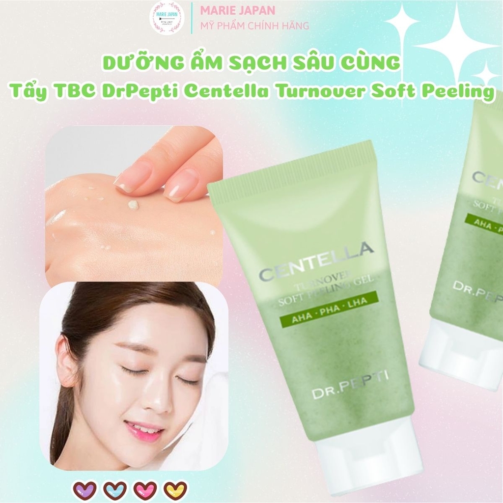 Tẩy Tế Bào Chết Mặt Dr.Pepti Centella Turnover Soft Peeling Gel Dịu Nhẹ Sạch Sâu Dưỡng Ẩm Sáng Da Hàn Quốc Tuýp 30ml
