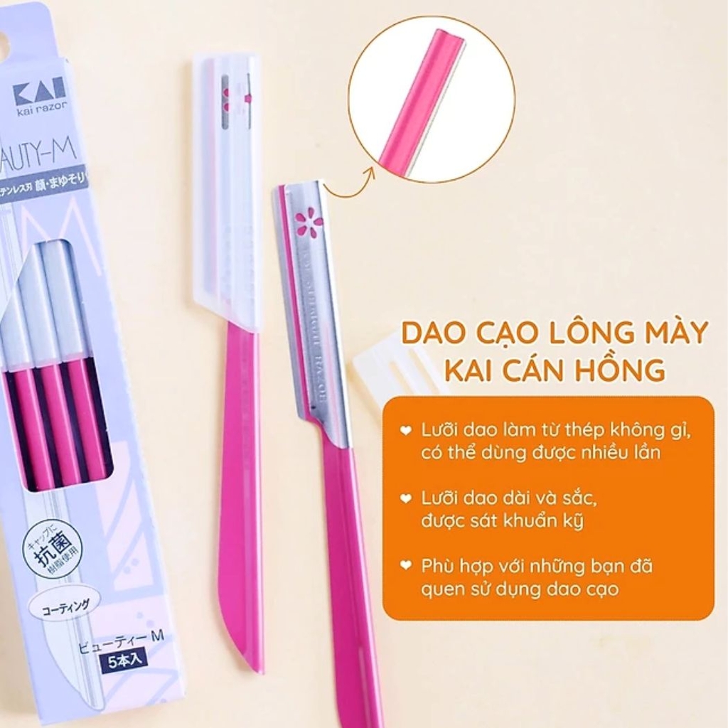 Dao Cạo Lông Mặt Kai S Select Beauty M 742 Thép Không Gỉ Tiện Lợi An Toàn Nhật Bản Set 5 Cây