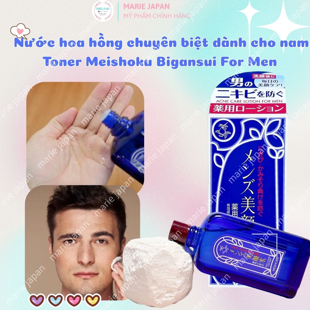 Toner Meishoku Bigansui For Men Làm Dịu Sau Cạo Râu Giảm Mụn Kiềm Dầu Cho Nam Nhật Bản Chai 90ml
