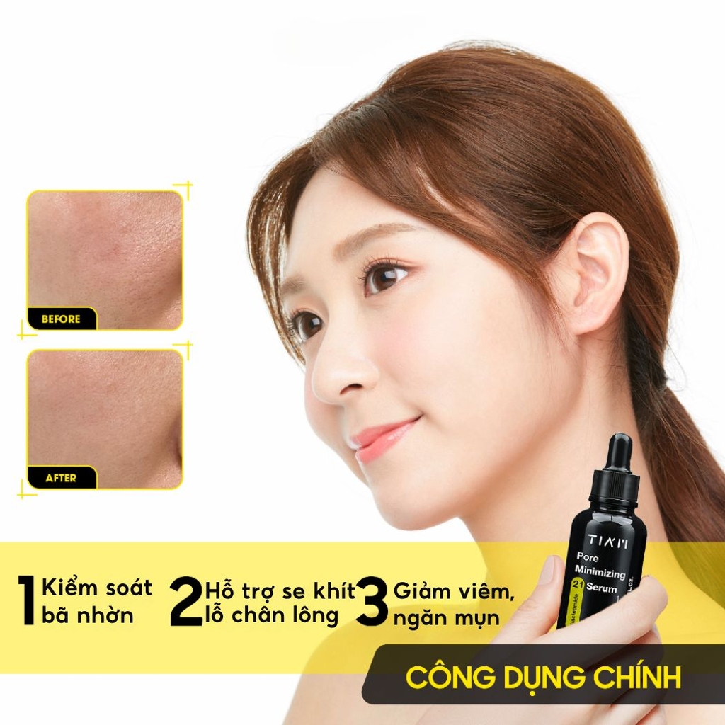 Serum TIAM Niacinamide 20% + Zinc 1% Pore Minimizing 21 Kiểm Soát Dầu Nhờn Thu Nhỏ Lỗ Chân Lông Hàn Quốc 40ml
